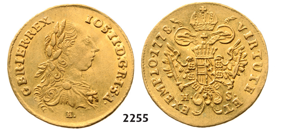 05.05.2013, Auction 2/2255. Austria, Joseph II. as coregent, 1765-1780, Ducat 1778-E/HS, Karlsburg, GOLD