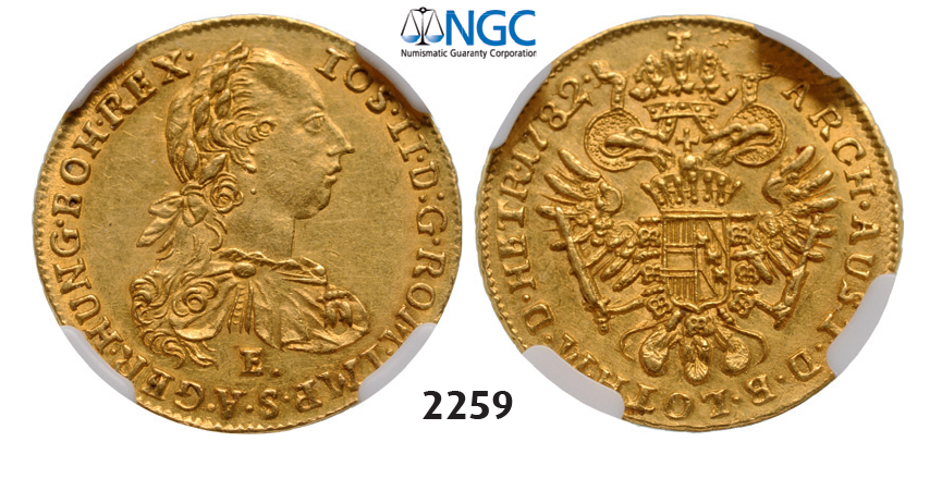05.05.2013, Auction 2/2259. Austria, Joseph II, 1780-1790, Dukat 1782-E, Karlsburg, GOLD, NGC MS61