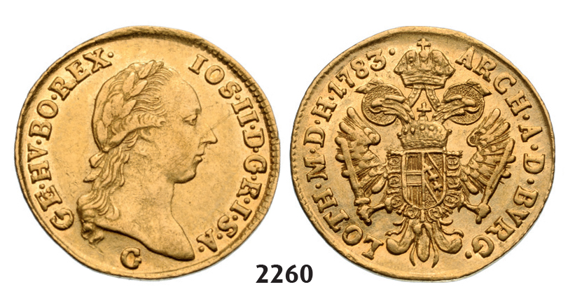 05.05.2013, Auction 2/2260. Austria, Joseph II, 1780-1790, Dukat 1783-G, Nagybanya, GOLD