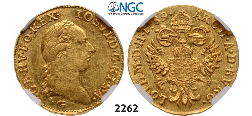 05.05.2013, Auction 2/2262. Austria, Joseph II, 1780-1790, Dukat 1789-G, Nagybanya, GOLD, NGC AU55