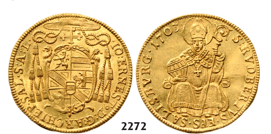 05.05.2013, Auction 2/2272. Austria, Salzburg, Johann Ernst ThunHohenstein, 1687-1709, Ducat 1703, GOLD