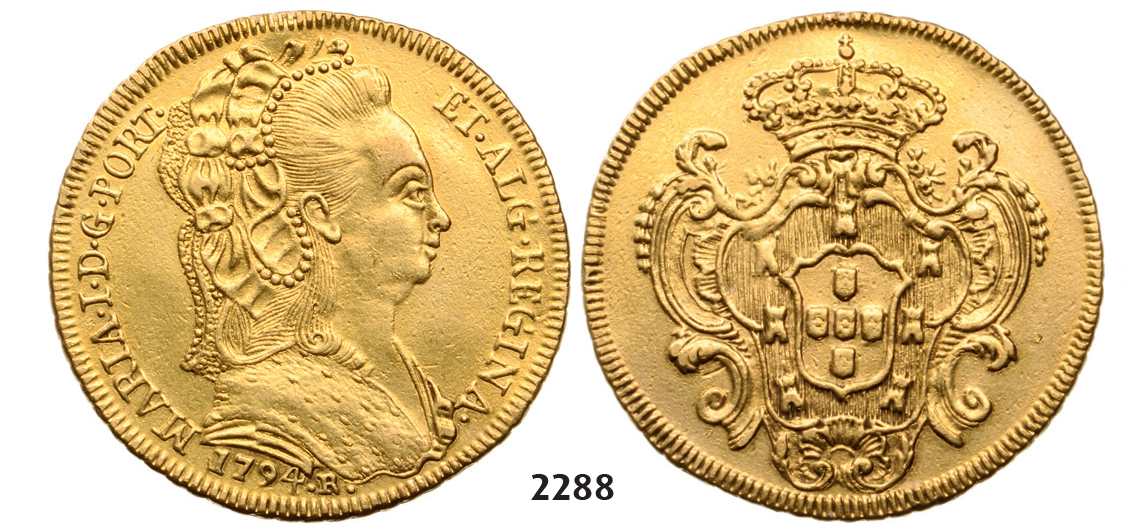 05.05.2013, Auction 2/2288. Brazil, Maria I, 1786-1799, 6400 Reis 1794-R, Rio de Janeiro, GOLD