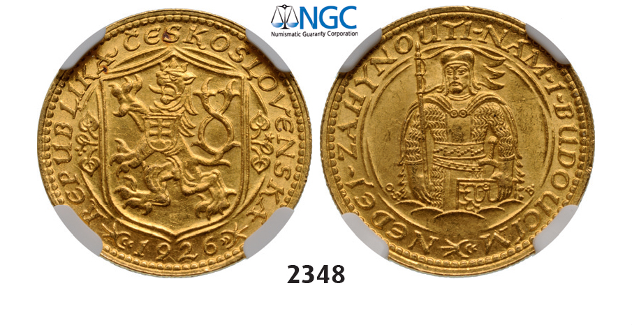 05.05.2013, Auction 2/2348. Czechoslovakia, Dukat 1926, GOLD, NGC MS62