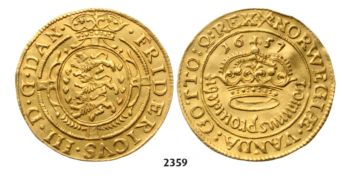 05.05.2013, Auction 2/2359. Denmark, Frederik III, 1648-1670, Guldkrone 1657, Copenhagen, GOLD