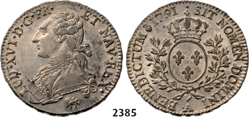 05.05.2013, Auction 2/2385. France, Louis XVI, 1774-1792, ½ Ecu 1791-A, Paris, Silver