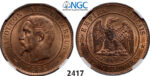 05.05.2013, Auction 2/2417. France, Napoleon III, 1852-1870, 10 Centimes 1852-A, Paris, Bronze, NGC MS64RB