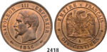 05.05.2013, Auction 2/2418. France, Napoleon III, 1852-1870, 10 Centimes 1856-A, Paris, Bronze