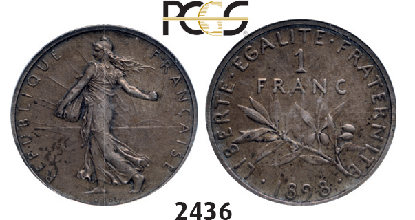 05.05.2013, Auction 2/2436. France, Third Republic, 1871-1940, Franc 1898, Paris, Silver, PCGS PR62