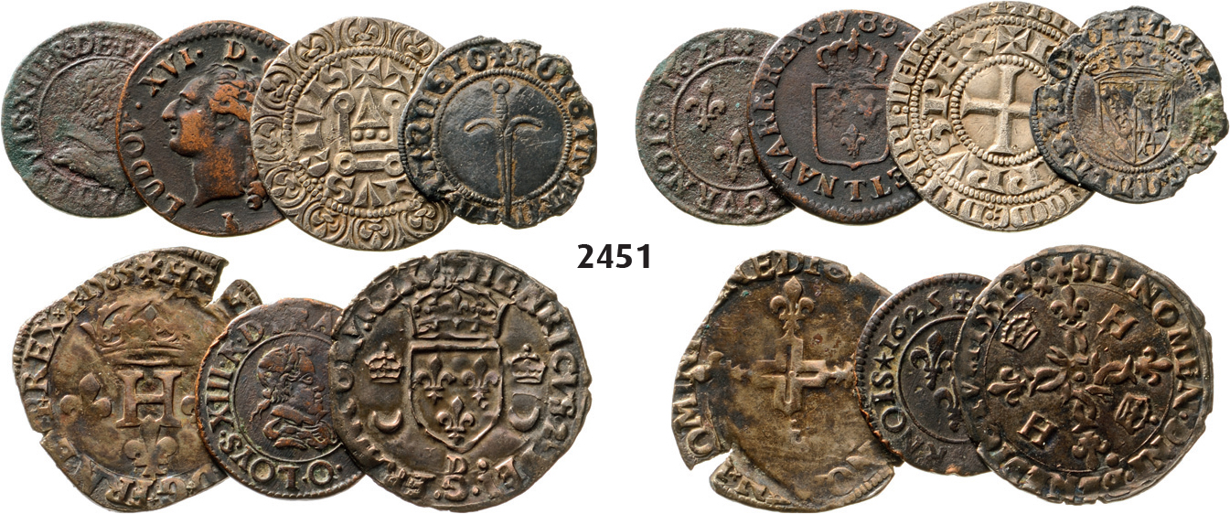 05.05.2013, Auction 2/ 2451. France, Lots, Silver/Copper medieval mixed lot. 7 coins!
