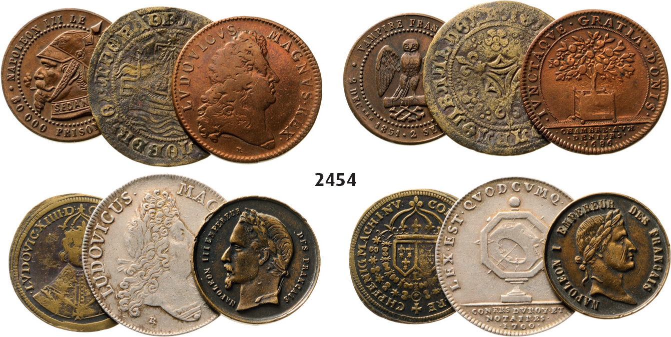 05.05.2013, Auction 2/2454. France, Lots, Mixed jetton lot, 6 coins!
