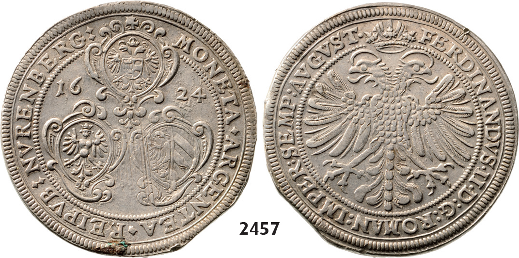 05.05.2013, Auction 2/2457. Germany, Nürnberg, Free City, Taler 1624, Nürnberg, Silver