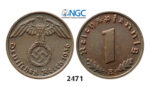 05.05.2013, Auction 2/2471. Germany, Third Reich, 1933-1945, 1 Reichpfennig 1936-E, Muldenhutten, Copper, NGC MS63BN
