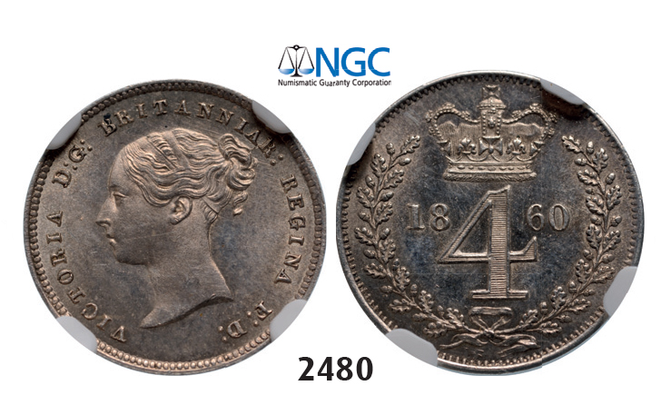 05.05.2013, Auction 2/2480. Great Britain, Victoria, 1837-1901, 4 Pence 1860, London, Silver, NGC MS63