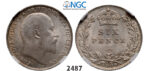 05.05.2013, Auction 2/2487. Great Britain, Edward VII, 1901-1910, 6 Pence 1909, London, Silver, NGC MS65