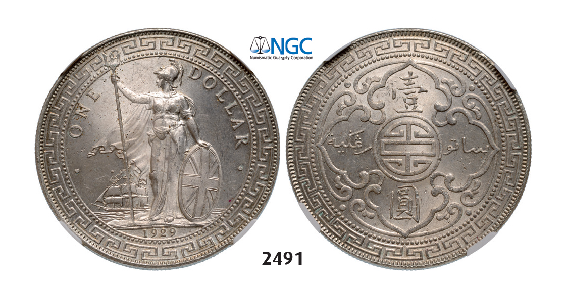 05.05.2013, Auction 2/2491. Great Britain, Trade coinage to facilitate British trade in the orient, Trade Dollar 1929-B, Bombay, Silver, NGC MS65