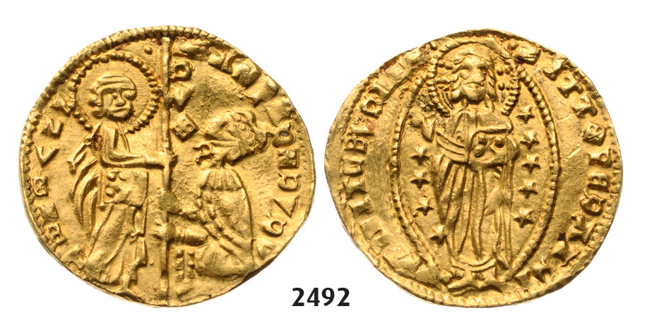 05.05.2013, Auction 2/ 2492. Greece, Crusaders, Chios, Andrea Dandolo, 1343-1354, Imitation of the Venetian Zecchino, No Date, GOLD