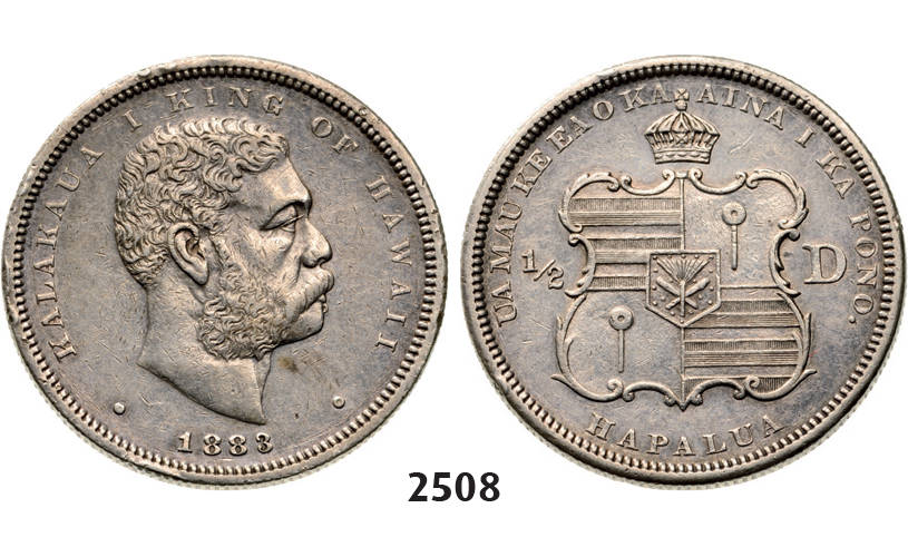 05.05.2013, Auction 2/ 2508. Hawaii, Kalakaua, 1874-1891, ½ Dollar 1883, Silver