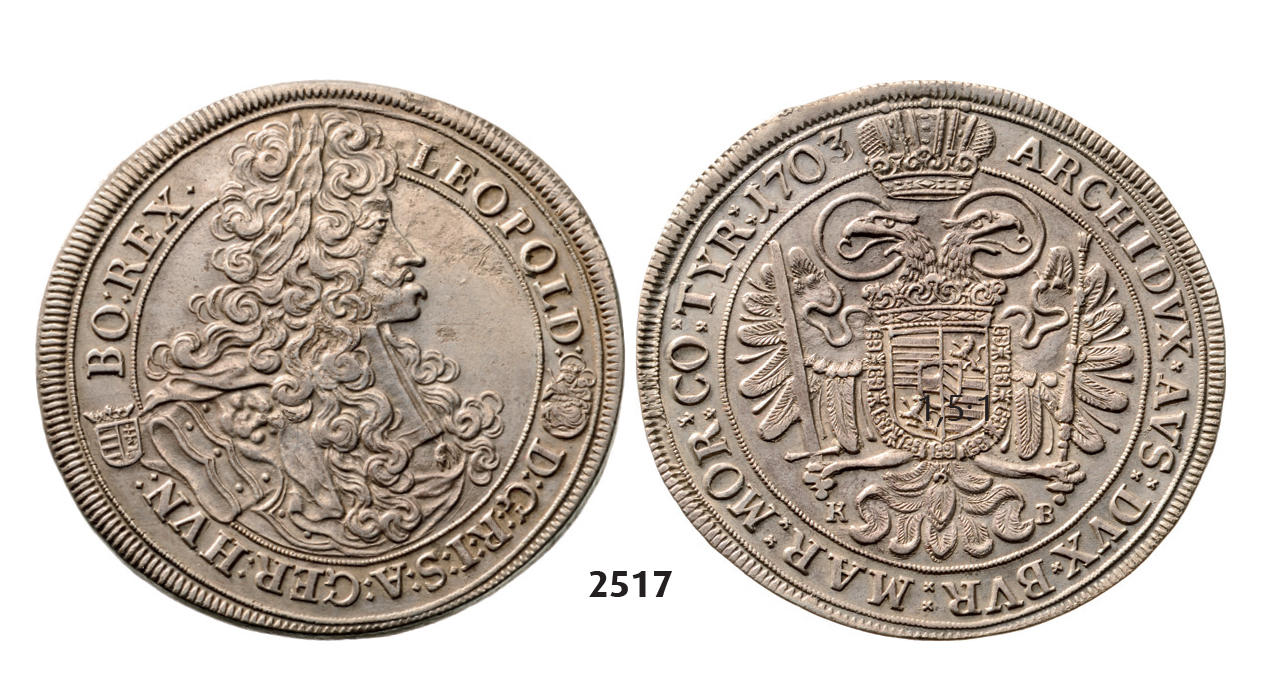 05.05.2013, Auction 2/2517. Hungary, Leopold, 1657-1705, Taler 1703-KB, Kremnitz, Silver