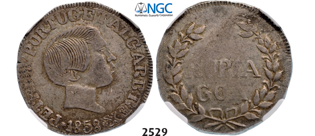 05.05.2013, Auction 2/2529. India, Portuguese, Pedro V, 1853-1861, Rupia 1858, Goa, Silver, NGC VF35