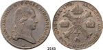 05.05.2013, Auction 2/2543. Italy, Lombardy-Venetia, Franz II. Habsburg, 1792-1835, Crocione (Kronentaler) 1793-M, Milan, Silver