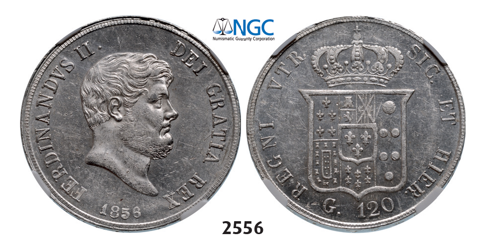 05.05.2013, Auction 2/2556. Italy, Ferdinand II, 1830-1859, 120 Grana 1856, Silver, NGC MS62