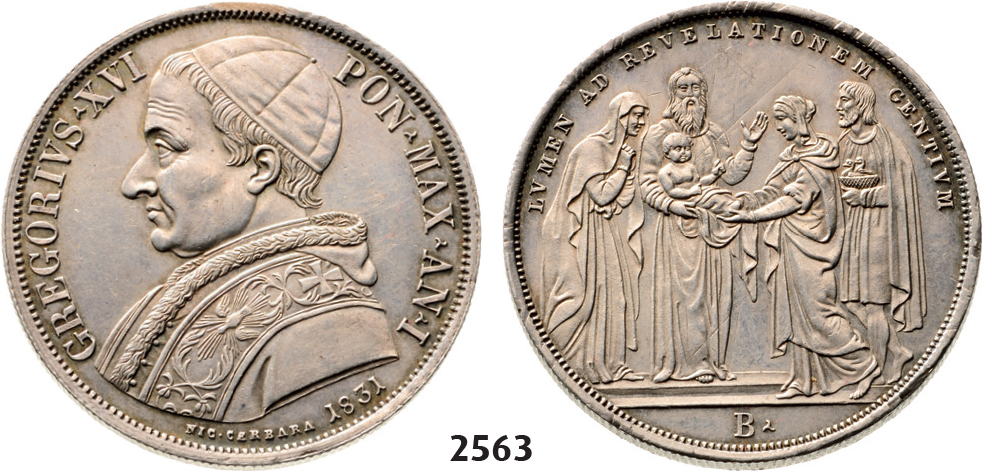 05.05.2013, Auction 2/2563. Italy, Papal States, Gregory XVI, 1831-1846, Scudo 1831 (I) B, Bologna, Silver