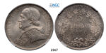 05.05.2013, Auction 2/2567. Italy, Papal States, Pius IX, 1846-1878, 5 Lire 1870-R (XXIV) Rome, Silver , NGC MS63