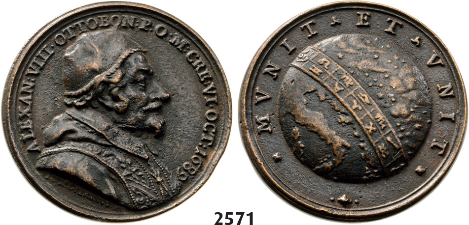 05.05.2013, Auction 2/2571. Italy, Medals, Alexander VIII, 1610-1689-1691, Cast medal, No Date signed by Giovanni Hamerani, Bronze