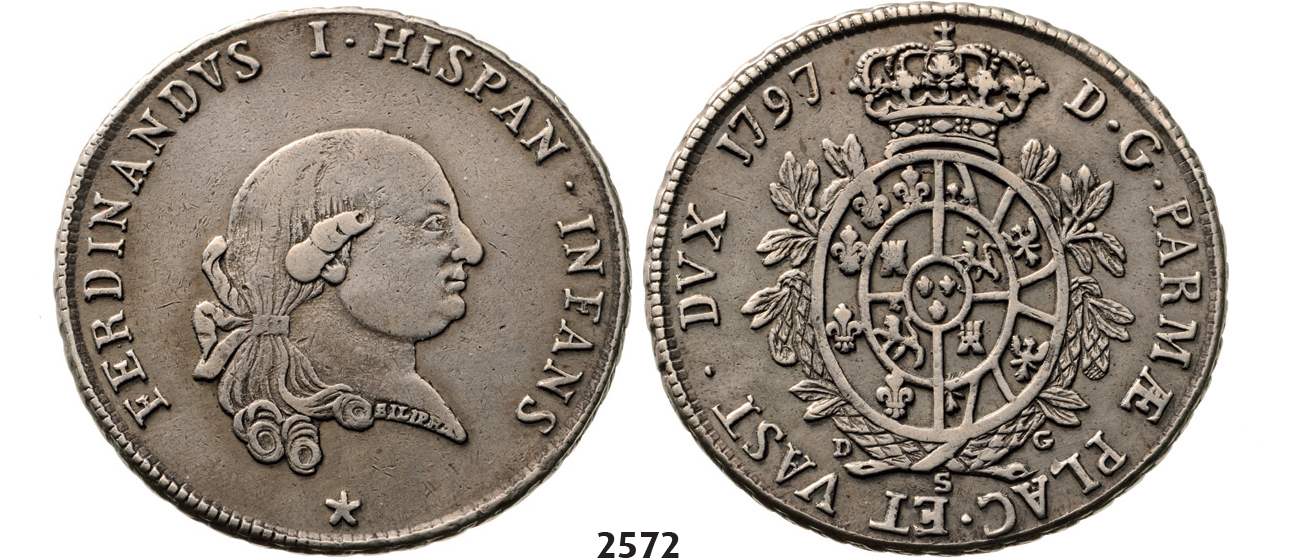 05.05.2013, Auction 2/ 2572. Italy, Parma and Piacenza, Ferdinand of Bourbon, 1765-1802, Ducato 1797, Silver