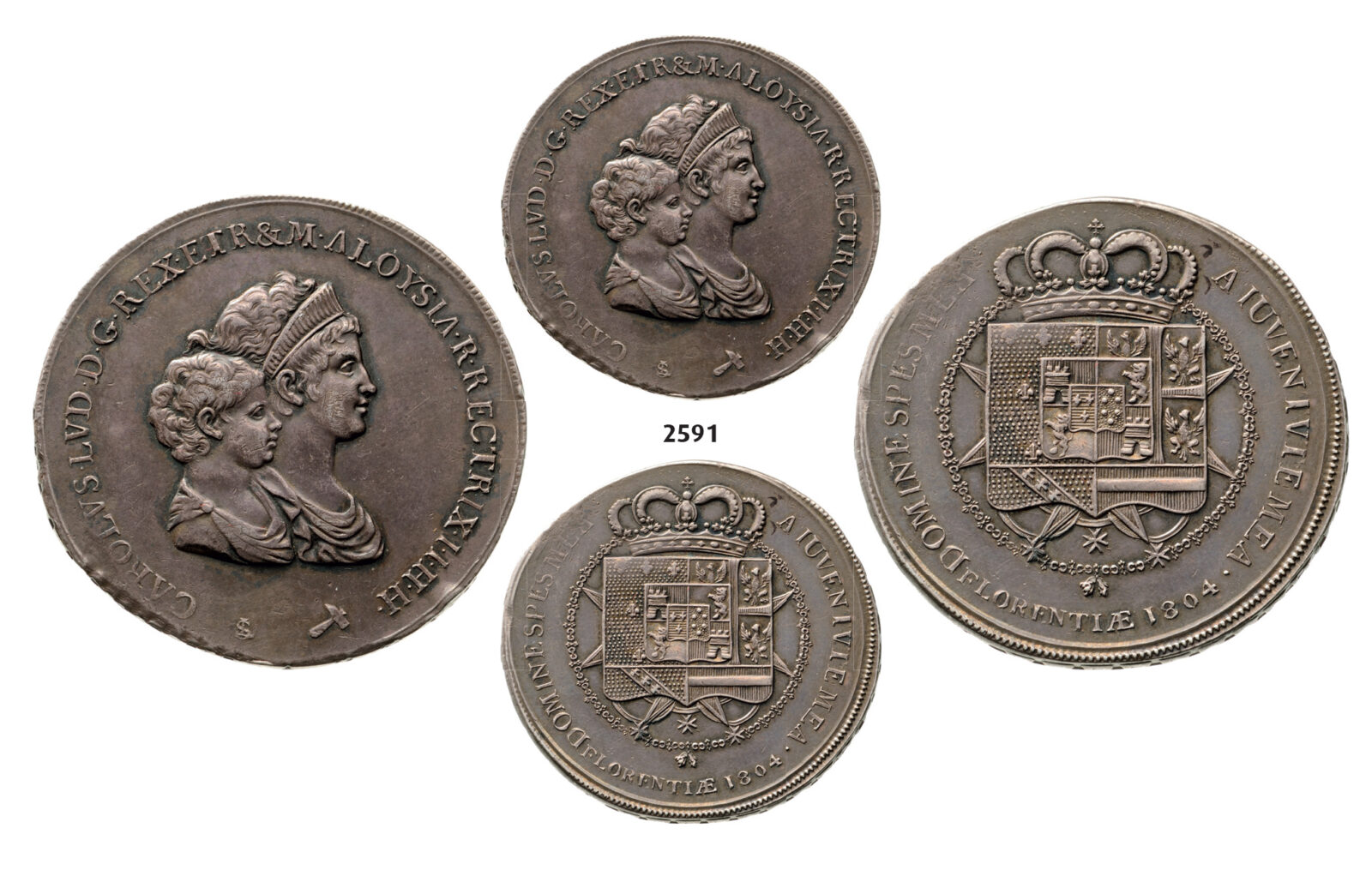 05.05.2013, Auction 2/2591. Italy, Tuscany, Carlo Ludovico of Bourbon, 1803-1807 (under the regency of his mother Maria Luisa), Dena 1804, Florence, Silver