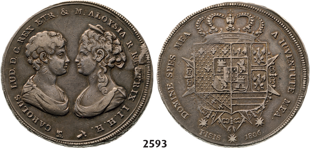 05.05.2013, Auction 2/2593. Italy, Tuscany, Carlo Ludovico of Bourbon, 1803-1807 (under the regency of his mother Maria Luisa), Francescone 1806 (Type II) Florence, Silver