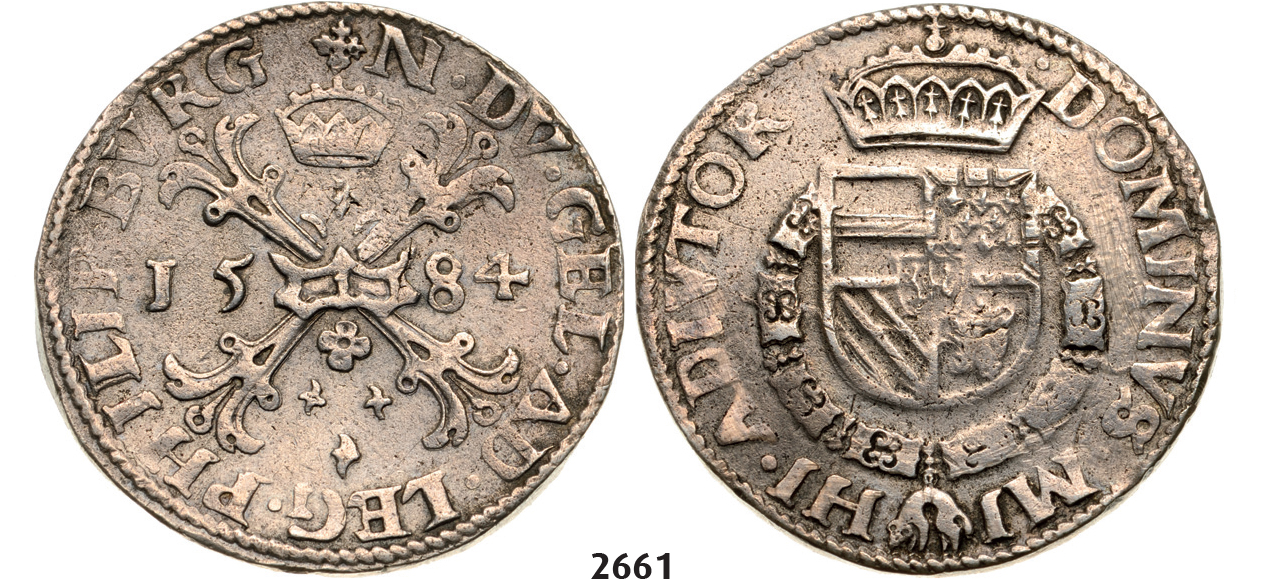 05.05.2013, Auction 2/2661. Netherlands, Spanish Netherlands, 1556-1714, Geldern, Philip II, 1554-1598, Patagon 1584, Nimwegen, Silver