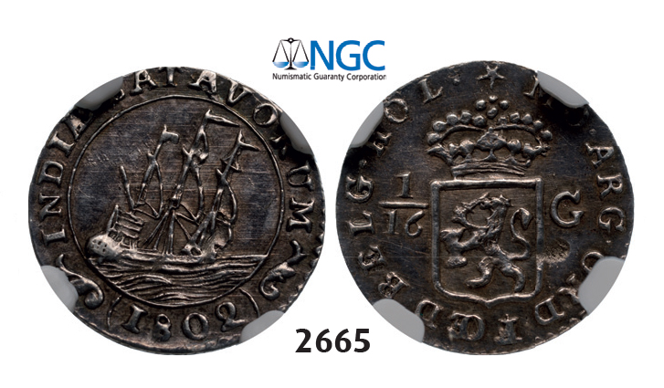 05.05.2013, Auction 2/2665. Netherlands, Batavian Republic, 1799-1806, 1/16 Gulden 1802, Silver, NGC AU55