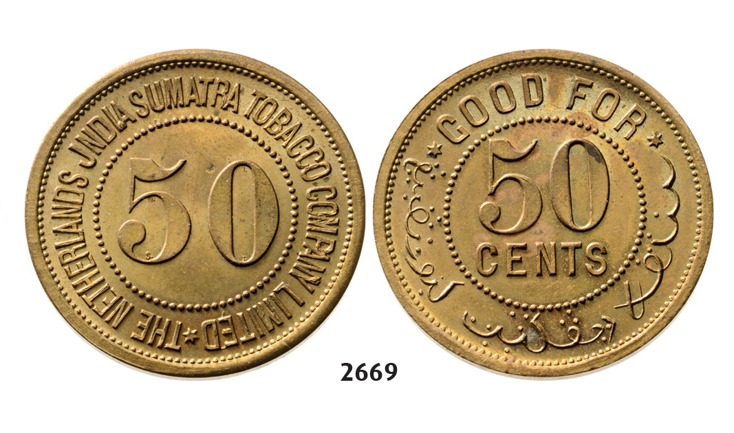 05.05.2013, Auction 2/2669. Netherlands, East Indies, Token 50 Cents, No date (1889-1894) Aluminum-Bronze