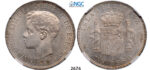 05.05.2013, Auction 2/2676. Philippines, Spanish Colony, 1762-1898, Ferdinand VII, 1808-1833, Peso 1897-S/GV, Valencia, Silver, NGC MS60