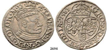 05.05.2013, Auction 2/ 2694. Poland, Stefan Bathory, 1575-1586, Groschen (Grosz) 1581, Olkusz, Silver