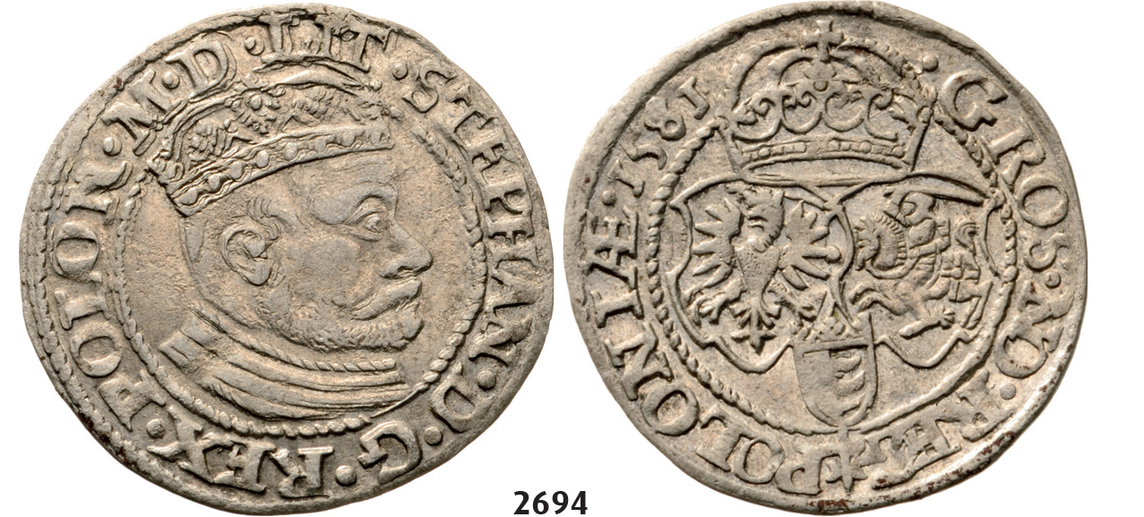 05.05.2013, Auction 2/ 2694. Poland, Stefan Bathory, 1575-1586, Groschen (Grosz) 1581, Olkusz, Silver