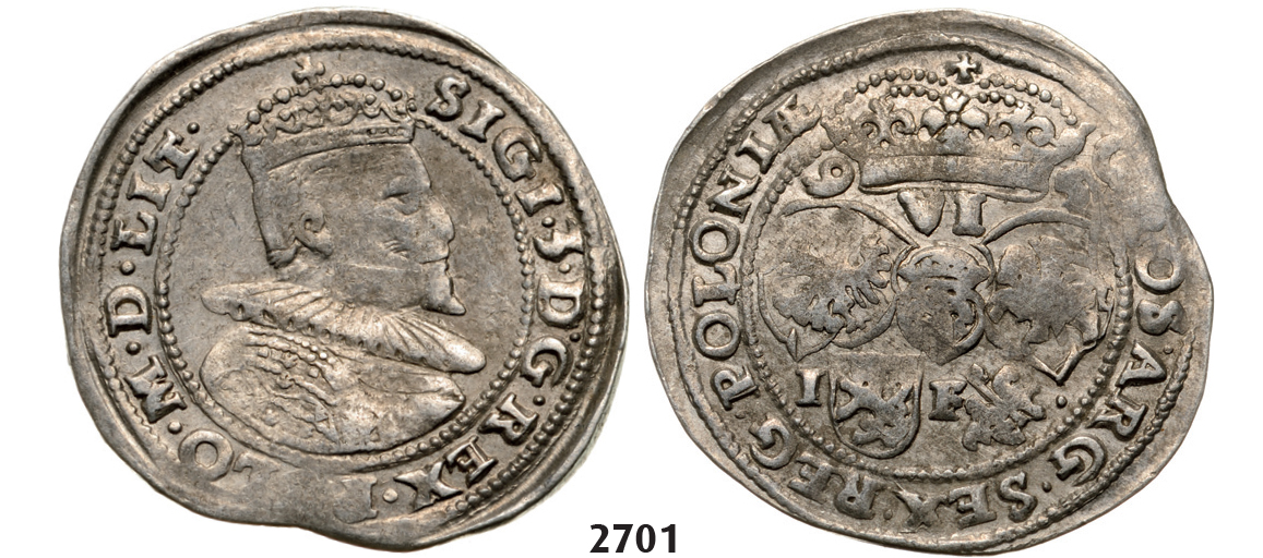 05.05.2013, Auction 2/2701. Poland, Sigismund III. Vasa, 1587­-1632, 6 Groschen (Szóstak) 1595­-I/F, Lublin, Silver