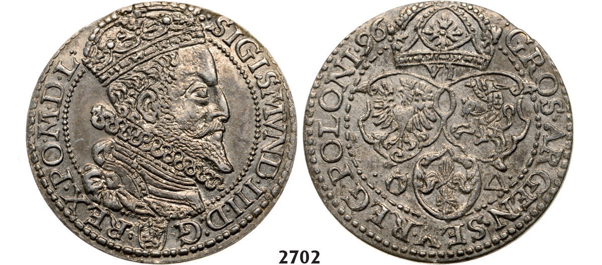 05.05.2013, Auction 2/2702. Poland, Sigismund III. Vasa, 1587-1632, 6 Groschen (Szóstak) 1596, Malbork (Marienburg) Silver