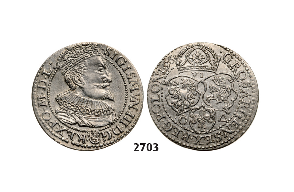 05.05.2013, Auction 2/2703. Poland, Sigismund III. Vasa, 1587-1632, 6 Groschen (Szóstak) 1596, Malbork (Marienburg) Silver