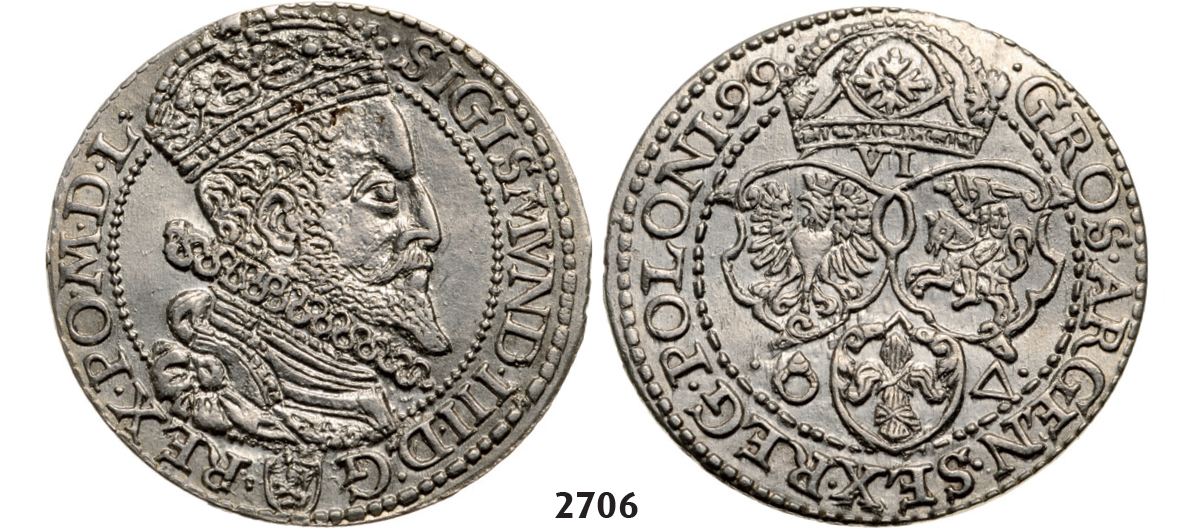 05.05.2013, Auction 2/ 2706. Poland, Sigismund III. Vasa, 1587-1632, 6 Groschen (Szóstak) 1599, Malbork (Marienburg) Silver