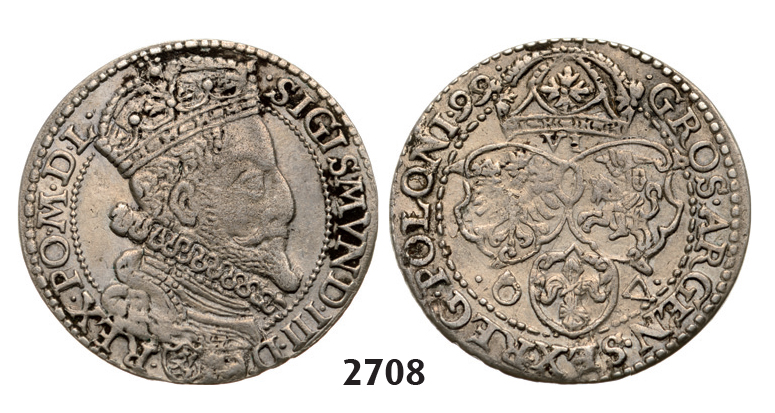 05.05.2013, Auction 2/2708. Poland, Sigismund III. Vasa, 1587-1632, 6 Groschen (Szóstak) 1599, Malbork (Marienburg) Silver