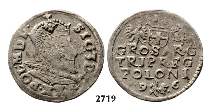 05.05.2013, Auction 2/ 2719. Poland, Sigismund III. Vasa, 1587-1632, 3 Groschen (Trojak) 1596, Lublin, Silver