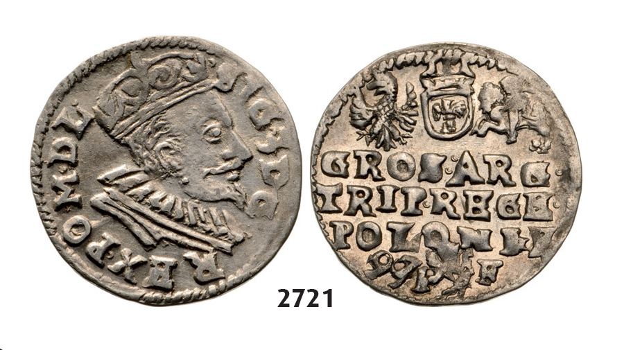 05.05.2013, Auction 2/2721. Poland, Sigismund III. Vasa, 1587-1632, 3 Groschen (Trojak) 1597-I/F, Lublin, Silver