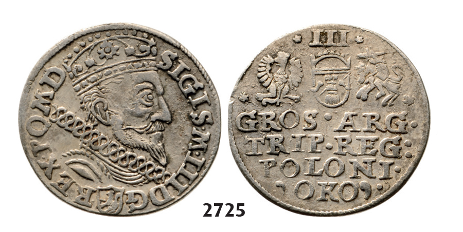 05.05.2013, Auction 2/2725. Poland, Sigismund III. Vasa, 1587-1632, 3 Groschen (Trojak) 1600, Cracow, Silver