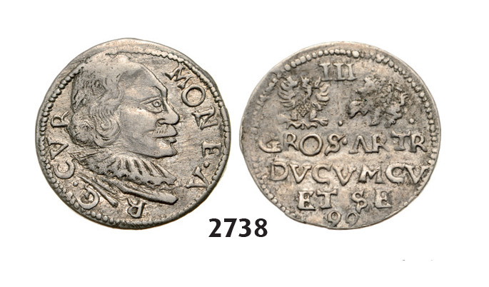 05.05.2013, Auction 2/2738. Poland, Duchy of Courland, Wilhelm Kettler, 1596-1616, 3 Groschen (Trojak Kurlandski) 1599, Silver