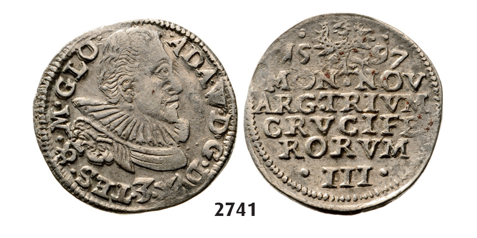 05.05.2013, Auction 2/2741. Poland, Duchy of Cieszyn (Silesia), Adam Waclaw, 1579-1617, 3 Groschen (Trojak) 1597, Silver