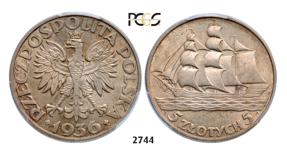 05.05.2013, Auction 2/2744. Poland, Second Republic of Poland, 1919-1939, 5 Zlotych 1936, Warsaw, Silver, PCGS MS63