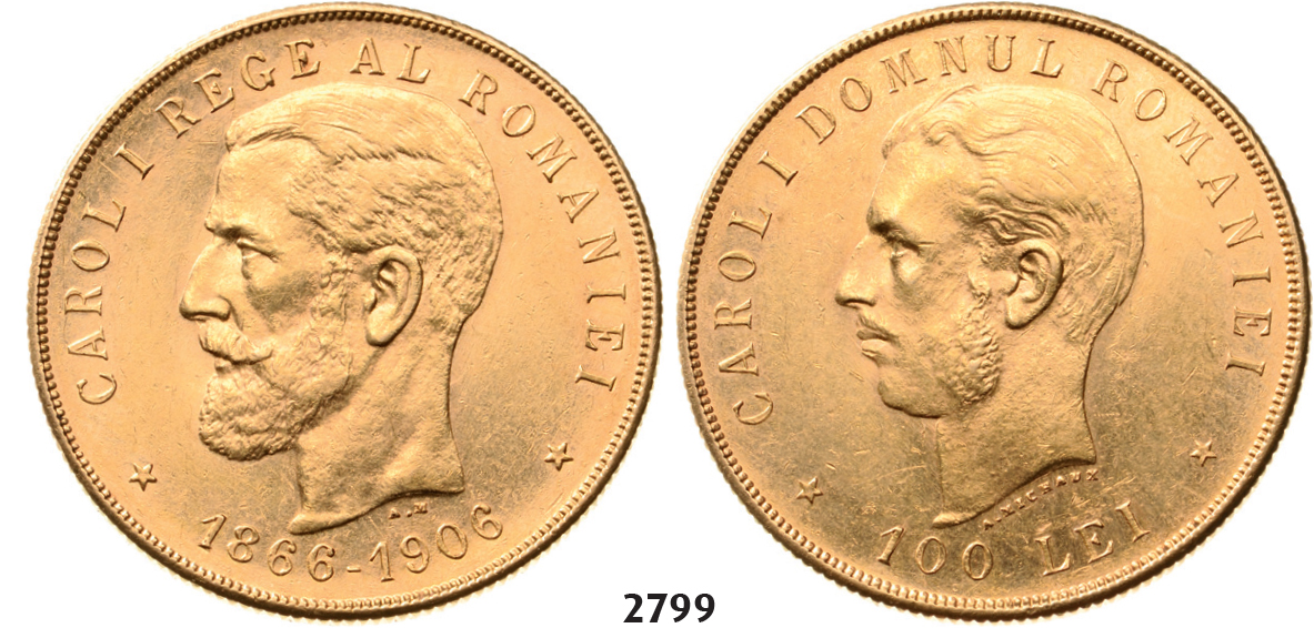 05.05.2013, Auction 2/2799. Romania, Carol I, 1866-1914, 100 Lei, No Date (1906) Brussels, GOLD
