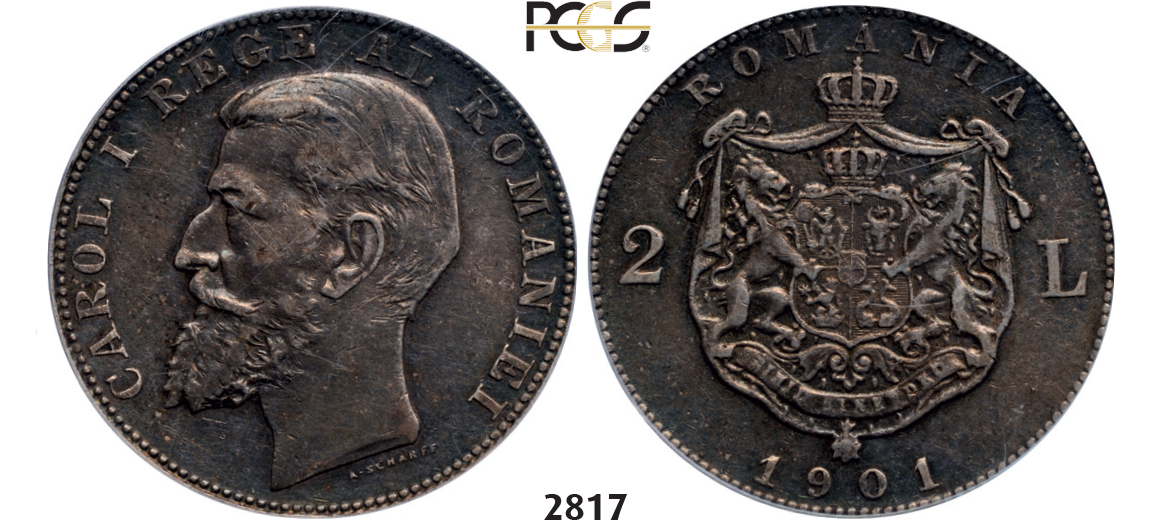 05.05.2013, Auction 2/2817. Romania, Carol I, 1866-1914, 2 Lei 1901, Hamburg, Silver, PCGS XF45